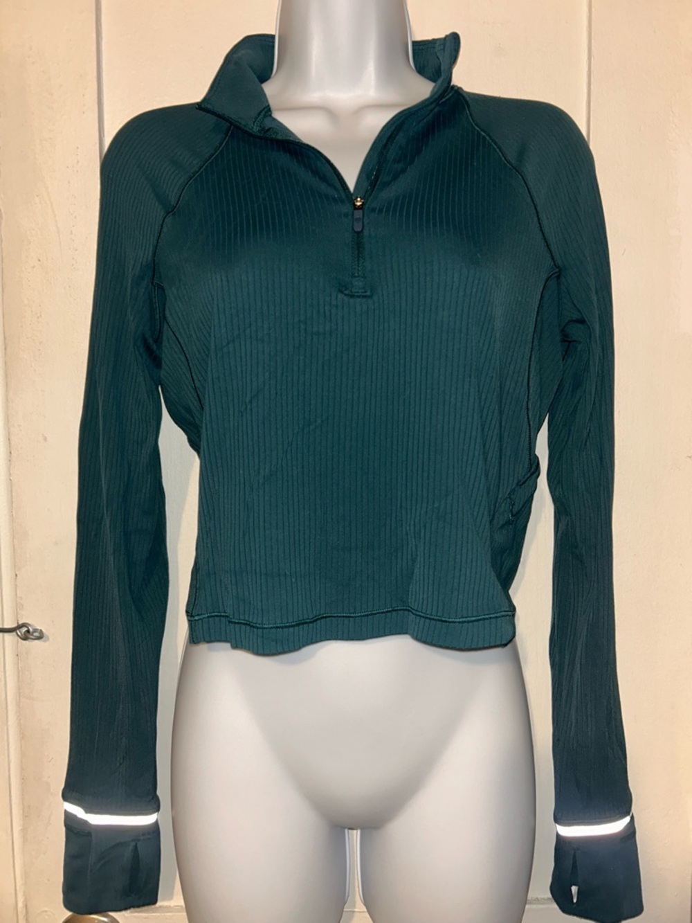 lululemon athletica Deep Teal Ribbed Half-Zip Long Sleeve Top